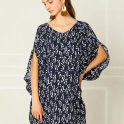 Allegra K Women's Cotton Dresses Bat Short Sleeves Tunic Oversized Mini Dress