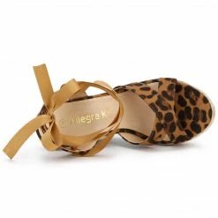 Allegra K Shoes Women's Espadrille Platform Lace Up Wedges Sandals