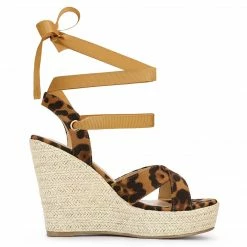 Allegra K Shoes Women's Espadrille Platform Lace Up Wedges Sandals