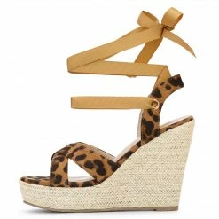 Allegra K Shoes Women's Espadrille Platform Lace Up Wedges Sandals