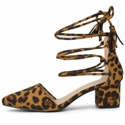 Allegra K Women's Pointed Toe Block Heels Lace Up Pumps Shoes