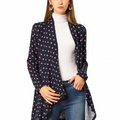 Allegra K Women Handkerchief Hem Open Front Plaids Cardigan