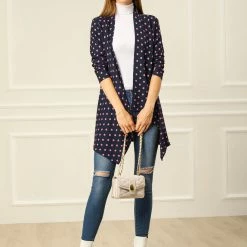 Allegra K Women Handkerchief Hem Open Front Plaids Cardigan