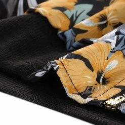 Allegra K 8127 Women Stand Collar Zip Up Floral Prints Bomber Jacket