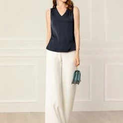 Allegra K Women's Sleeveless Elegant V-Neck Sides Zippers Vintage Ruched Tops Blouses 22 Allegra K Women's Sleeveless Elegant V-Neck Sides Zippers Vintage Ruched Tops Blouses