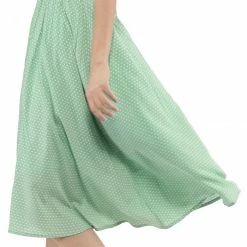 Allegra K Women's Polka Dots Elastic Waist A Line Midi Skirt