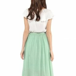 Allegra K Women's Polka Dots Elastic Waist A Line Midi Skirt