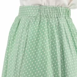 Allegra K Women's Polka Dots Elastic Waist A Line Midi Skirt