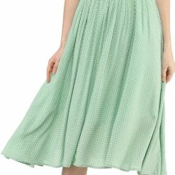 Allegra K Women's Polka Dots Elastic Waist A Line Midi Skirt