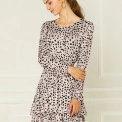 Allegra K Women's Leopard Print Long Sleeve Layered Ruffle Hem Dress 65 Allegra K Women's Leopard Print Long Sleeve Layered Ruffle Hem Dress