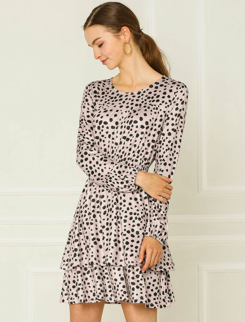 Allegra K Women's Leopard Print Long Sleeve Layered Ruffle Hem Dress 23 Allegra K Women's Leopard Print Long Sleeve Layered Ruffle Hem Dress