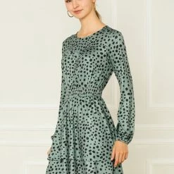 Allegra K Women's Leopard Print Long Sleeve Layered Ruffle Hem Dress 61 Allegra K Women's Leopard Print Long Sleeve Layered Ruffle Hem Dress