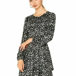 Allegra K Women's Leopard Print Long Sleeve Layered Ruffle Hem Dress 53 Allegra K Women's Leopard Print Long Sleeve Layered Ruffle Hem Dress