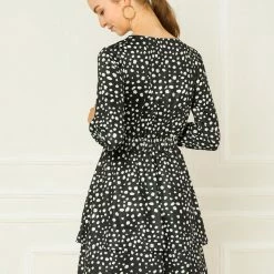 Allegra K Women's Leopard Print Long Sleeve Layered Ruffle Hem Dress 56 Allegra K Women's Leopard Print Long Sleeve Layered Ruffle Hem Dress