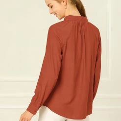 Allegra K Women‘s Bow Tie Neck Long Sleeve Casual Button Decor Shirt 36 Allegra K Women‘s Bow Tie Neck Long Sleeve Casual Button Decor Shirt