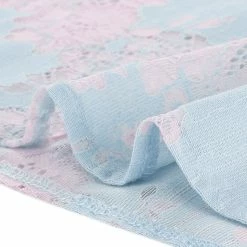 Allegra K Women‘s Chroect Lace See Through Floral Color Block Blouse