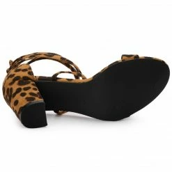 Allegra K Shoes Women's Open Toe Lace Up Chunky High Heels Sandals