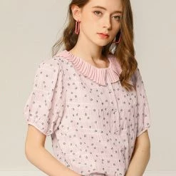 Allegra K Women's Floral Embroidery Blouse Peter Pan Collar Button Down Shirt 71 Allegra K Women's Floral Embroidery Blouse Peter Pan Collar Button Down Shirt