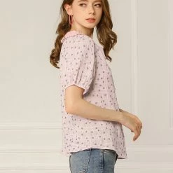 Allegra K Women's Floral Embroidery Blouse Peter Pan Collar Button Down Shirt 73 Allegra K Women's Floral Embroidery Blouse Peter Pan Collar Button Down Shirt