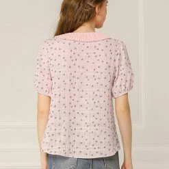 Allegra K Women's Floral Embroidery Blouse Peter Pan Collar Button Down Shirt 74 Allegra K Women's Floral Embroidery Blouse Peter Pan Collar Button Down Shirt