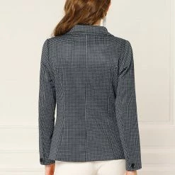 Allegra K Women's Plaid Gingham Double Breasted Open Front Formal Blazer Jacket 24 Allegra K Women's Plaid Gingham Double Breasted Open Front Formal Blazer Jacket