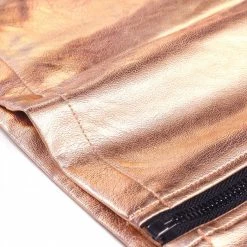 Women Allegra K Metallic Mini Skirt With Zipper Front