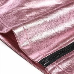 Women Allegra K Metallic Mini Skirt With Zipper Front