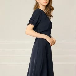 Allegra K Women's Cross V Neck Cinch Sleeves Elastic A-Line Dress 23 Allegra K Women's Cross V Neck Cinch Sleeves Elastic A-Line Dress