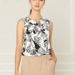 Allegra K Women's Summer Abstract Floral Print Cowl Neck Sleeveless Blouse Top 12 Allegra K Women's Summer Abstract Floral Print Cowl Neck Sleeveless Blouse Top