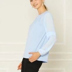 Allegra K Women's Work Office Chiffon Shirt Semi Sheer Long Sleeves Keyhole Neck Elegant Blouse Top 59 Allegra K Women's Work Office Chiffon Shirt Semi Sheer Long Sleeves Keyhole Neck Elegant Blouse Top