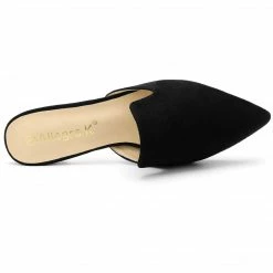 Allegra K Women's Pointed Toe Flat Slides Mules Shoes