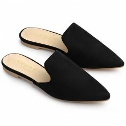 Allegra K Women's Pointed Toe Flat Slides Mules Shoes