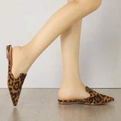 Allegra K Women's Pointed Toe Flat Slides Mules Shoes