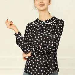 Allegra K Ruffle Peter Pan Collar Long Sleeve Sweet Casual Blouse 124 Allegra K Ruffle Peter Pan Collar Long Sleeve Sweet Casual Blouse