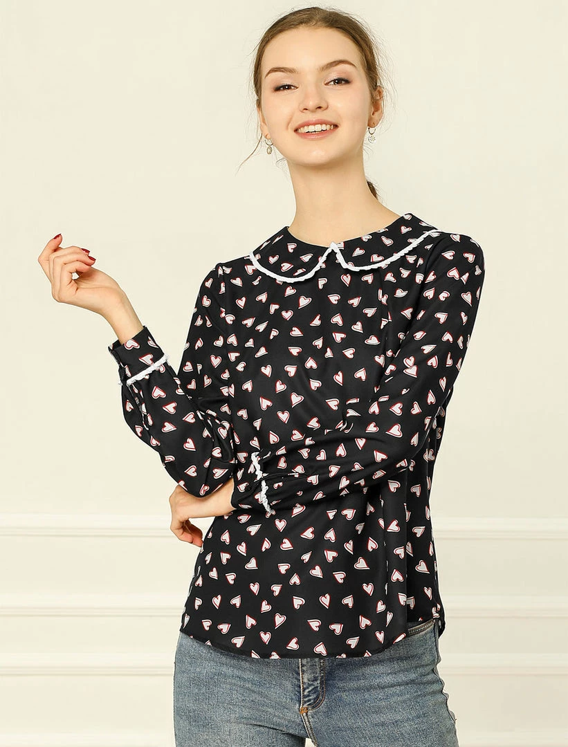 Allegra K Ruffle Peter Pan Collar Long Sleeve Sweet Casual Blouse 53 Allegra K Ruffle Peter Pan Collar Long Sleeve Sweet Casual Blouse