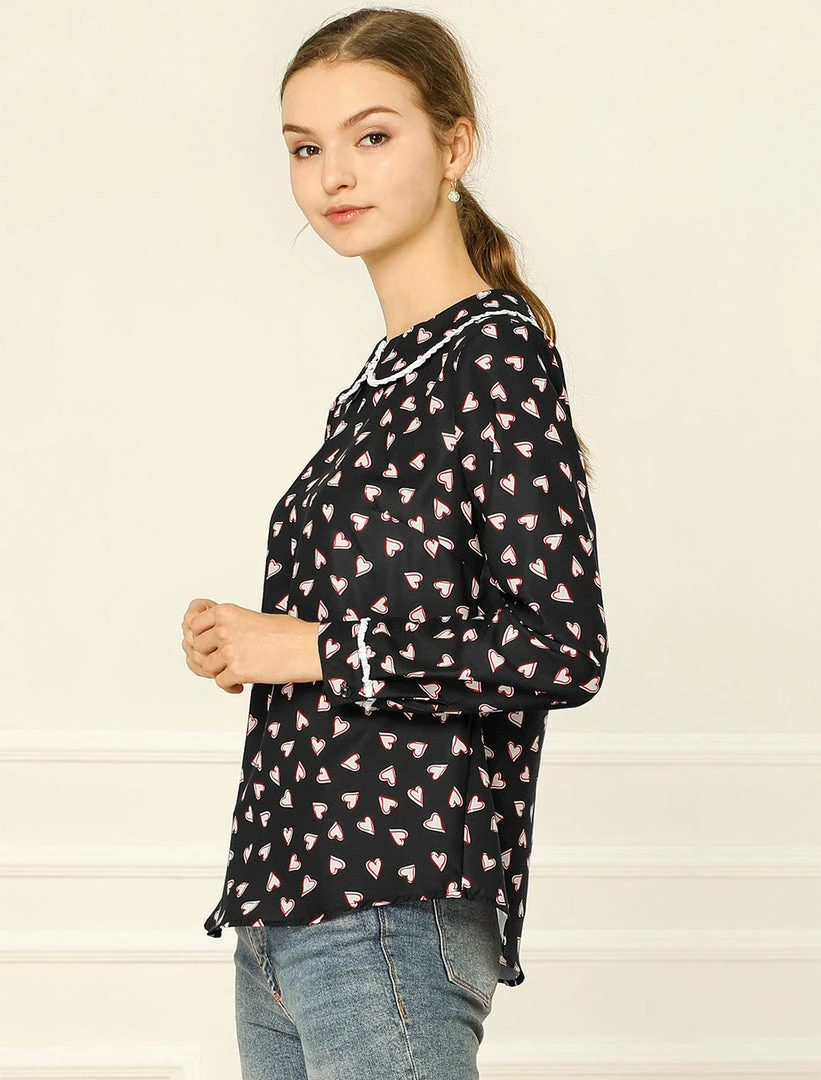 Allegra K Ruffle Peter Pan Collar Long Sleeve Sweet Casual Blouse 54 Allegra K Ruffle Peter Pan Collar Long Sleeve Sweet Casual Blouse