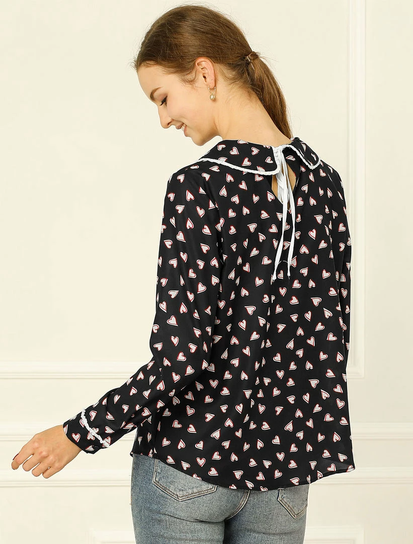 Allegra K Ruffle Peter Pan Collar Long Sleeve Sweet Casual Blouse 55 Allegra K Ruffle Peter Pan Collar Long Sleeve Sweet Casual Blouse