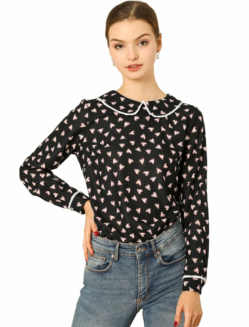 Allegra K Ruffle Peter Pan Collar Long Sleeve Sweet Casual Blouse 51 Allegra K Ruffle Peter Pan Collar Long Sleeve Sweet Casual Blouse