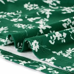 Women Allegra K Floral V Neck Cinched Waist Long Sleeve Dress