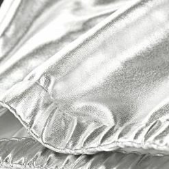 Allegra K Women's Metallic Shiny Long Sleeves Zipper Contrast Holographic Jacket