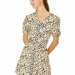 Allegra K Women's Leopard Tie Waist Puff Sleeves V Neck A-Line Dress 32 Allegra K Women's Leopard Tie Waist Puff Sleeves V Neck A-Line Dress