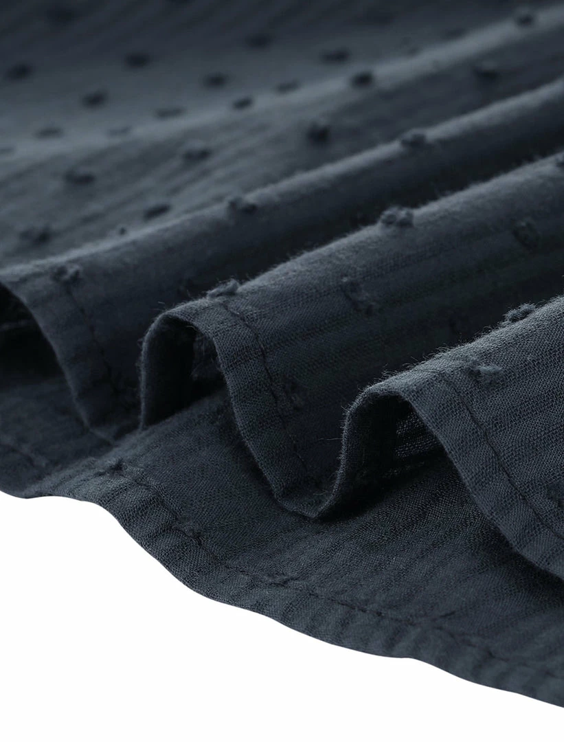 Allegra K Women's Swiss Dot Long Sleeve V Neck Collar Loose Ruffle Hem Cotton Dress 9 Allegra K Women's Swiss Dot Long Sleeve V Neck Collar Loose Ruffle Hem Cotton Dress