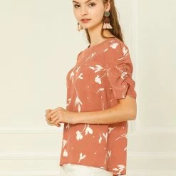 Allegra K Women's Floral Blouse Crew Neck Summer Casual Shirred Short Sleeve Top 67 Allegra K Women's Floral Blouse Crew Neck Summer Casual Shirred Short Sleeve Top