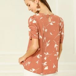 Allegra K Women's Floral Blouse Crew Neck Summer Casual Shirred Short Sleeve Top 68 Allegra K Women's Floral Blouse Crew Neck Summer Casual Shirred Short Sleeve Top