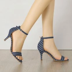 Allegra K Women's Stripe Ankle Strap Stiletto Heel Sandals 24 Allegra K Women's Stripe Ankle Strap Stiletto Heel Sandals