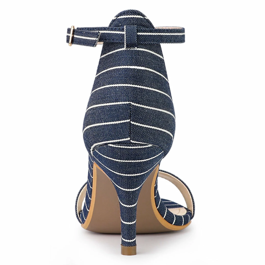 Allegra K Women's Stripe Ankle Strap Stiletto Heel Sandals 13 Allegra K Women's Stripe Ankle Strap Stiletto Heel Sandals