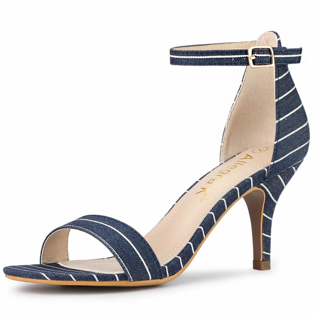 Allegra K Women's Stripe Ankle Strap Stiletto Heel Sandals 10 Allegra K Women's Stripe Ankle Strap Stiletto Heel Sandals