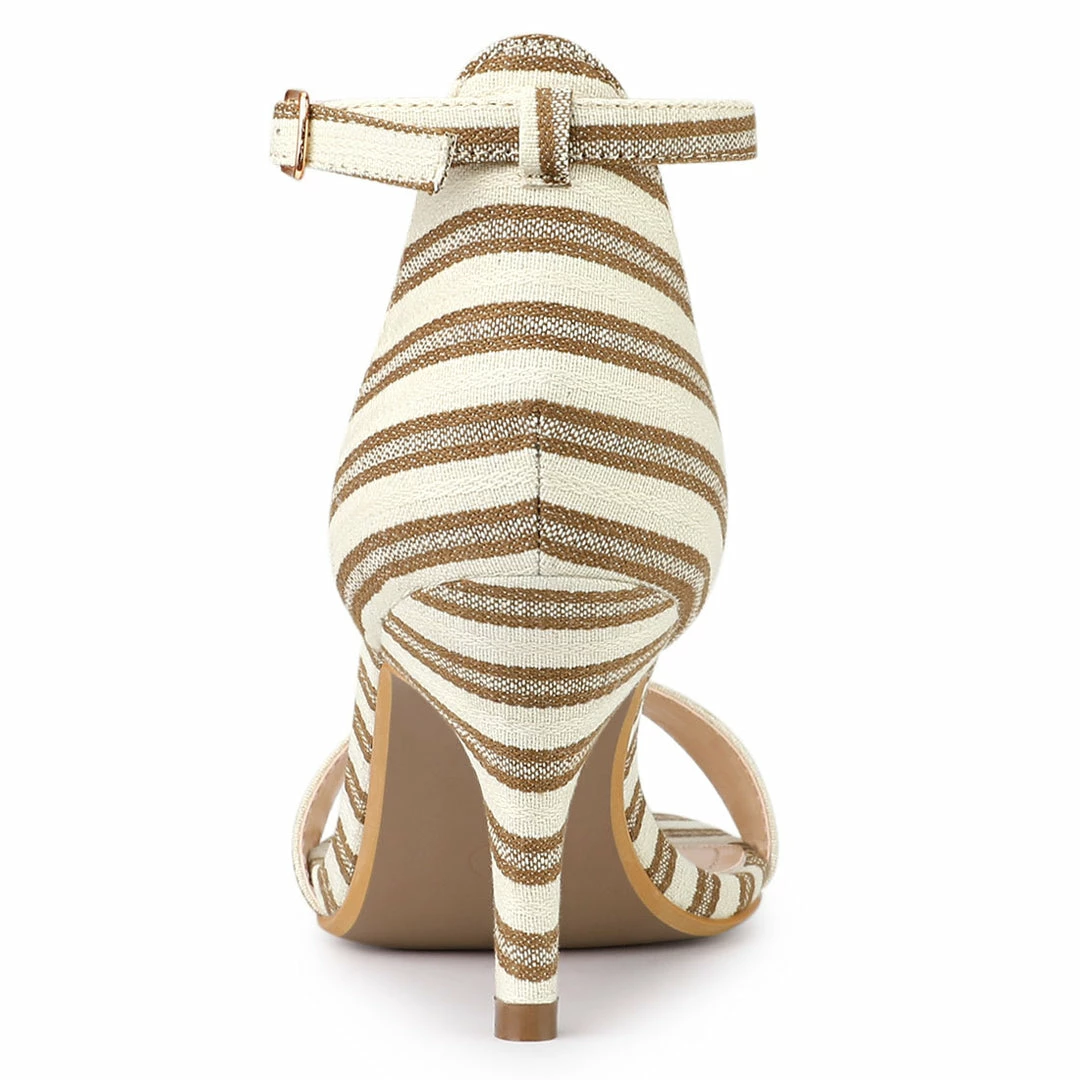 Allegra K Women's Stripe Ankle Strap Stiletto Heel Sandals 6 Allegra K Women's Stripe Ankle Strap Stiletto Heel Sandals