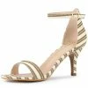 Allegra K Women's Stripe Ankle Strap Stiletto Heel Sandals