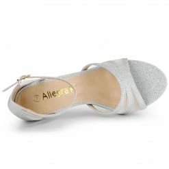 Allegra K Women's Glitter Ankle Strap Stiletto Heels Sandals